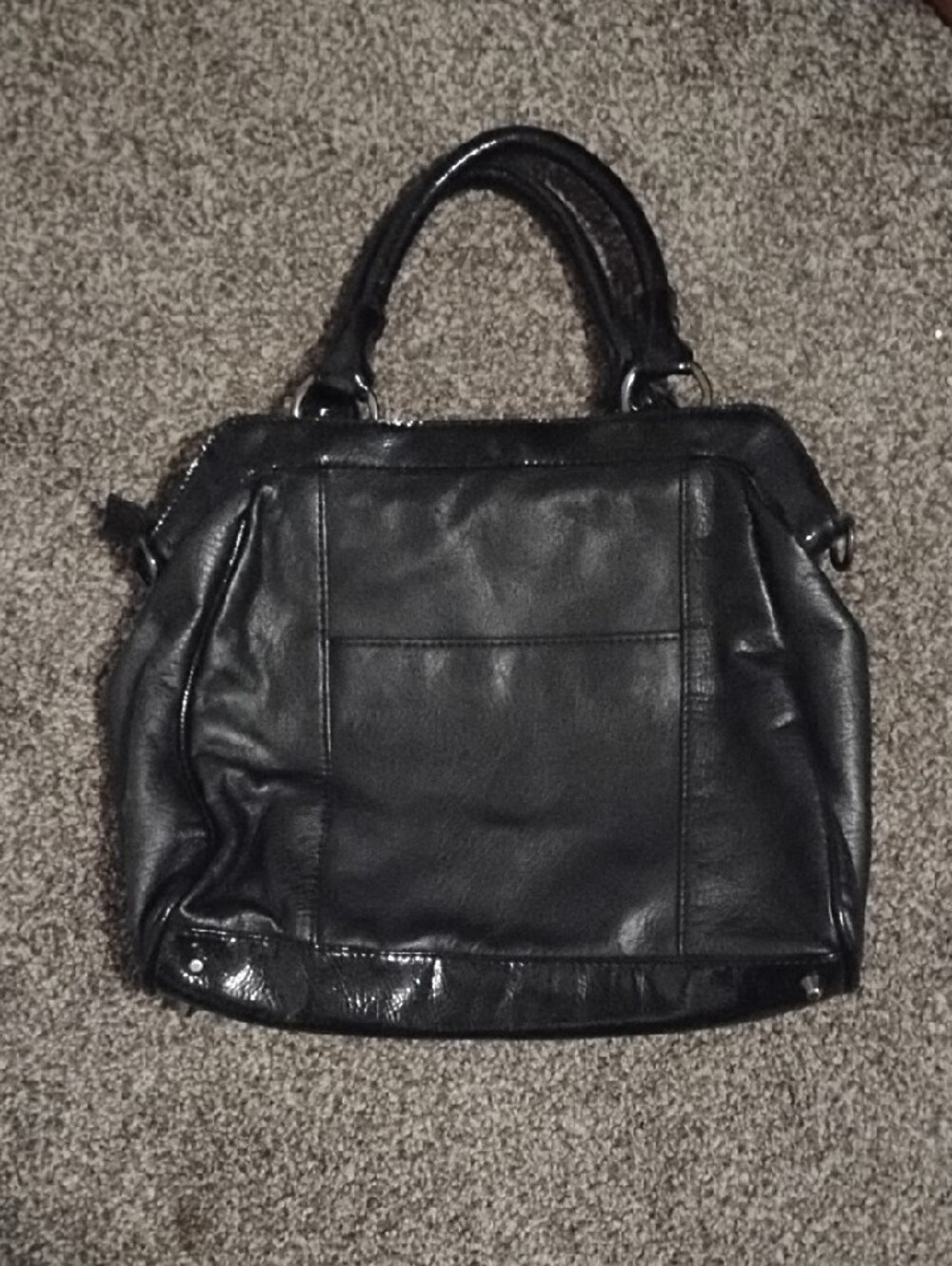 London Fog Black Quilted Satchel Handbag - Picture 2 of 5